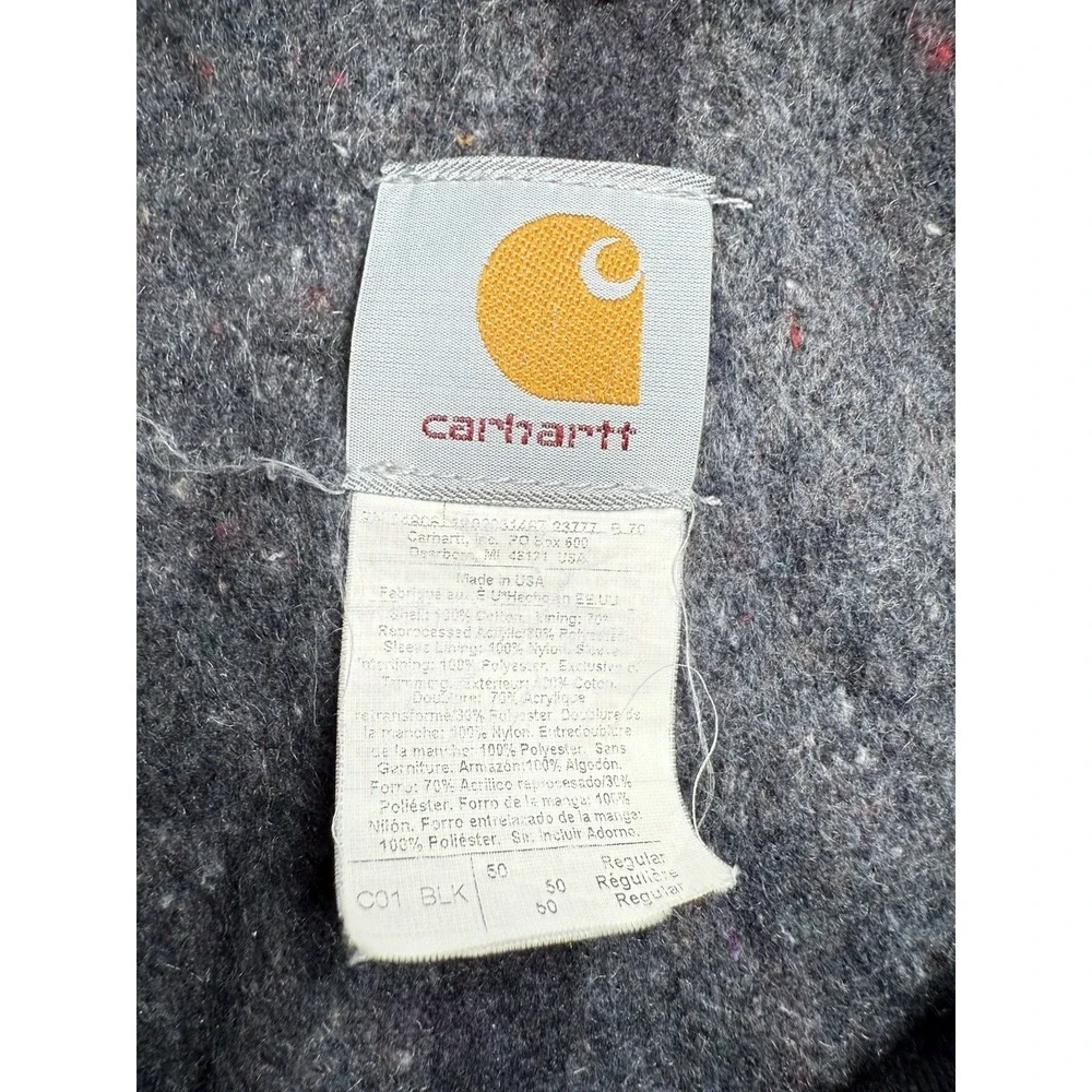Vtg Carhartt C01 BLK Mens 50R Chore Blanket Jacket Barn‎ Coat Workwear 3XL USA